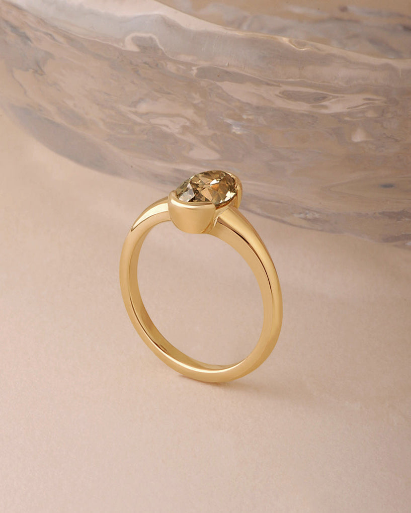 Talia Ring - Champagne Modern Antique Moval Cut Canadian Diamond