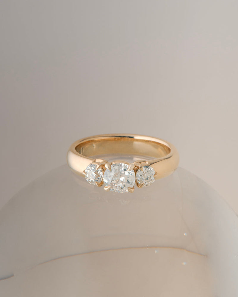 Carmel Ring - Antique Old Mine Cut Diamonds