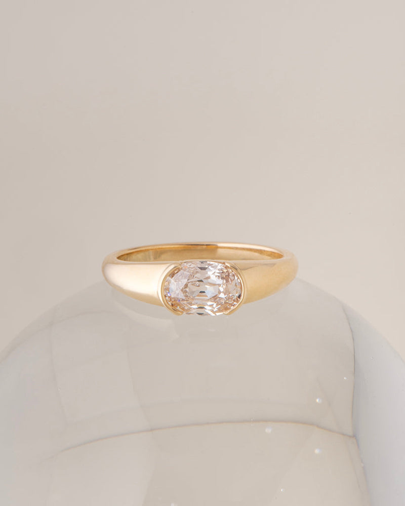 Toni Ring - Modern Antique Oval Cut Canadian Diamond