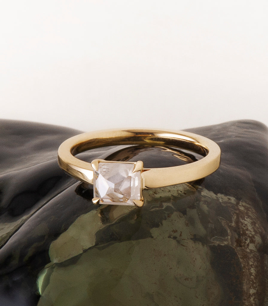 Eddie Ring - Icy Cut-Corner Rosecut Diamond
