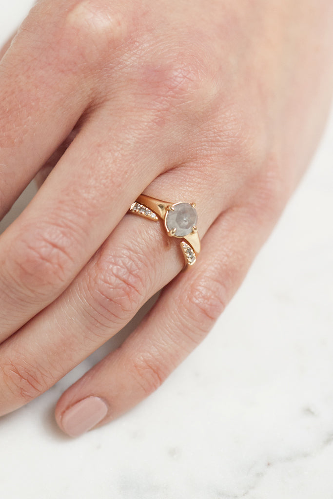 Diamond Torc Ring - Grey