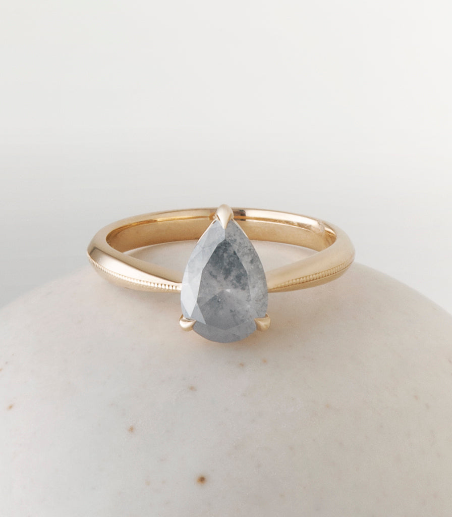 Milgrain Sophie - Grey Pear Diamond